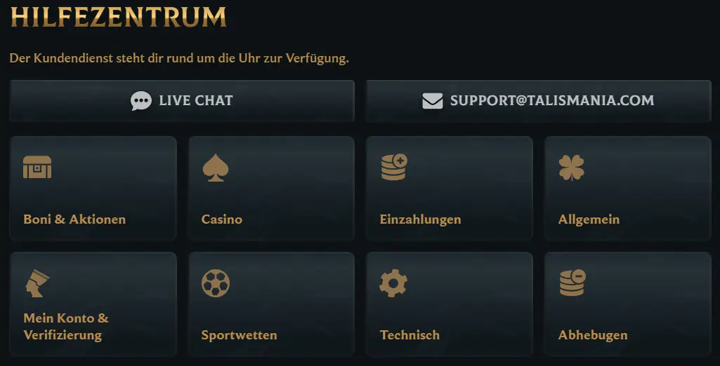 Talismania Casino Support