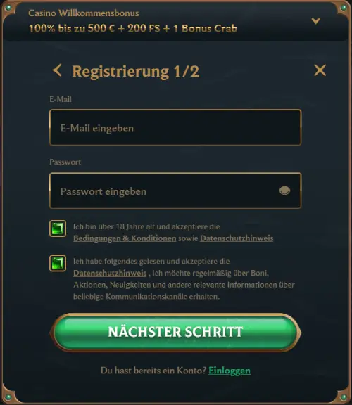 Talismania Casino Anmeldeformular